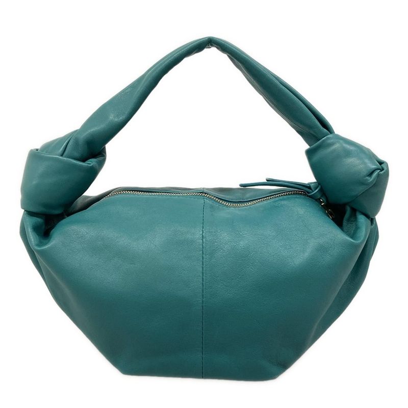 Bottega Veneta Handbag Double Knot Blue Green Leather