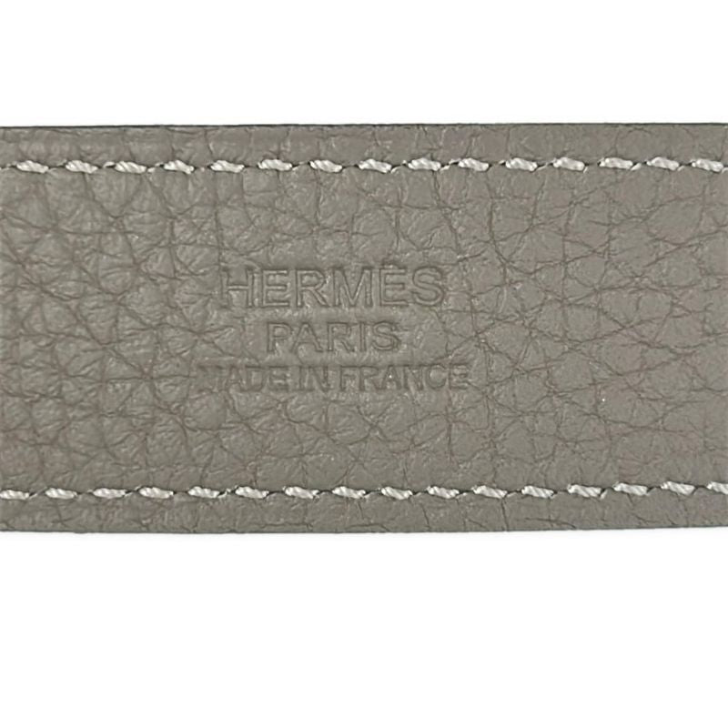 Hermes Belt 90 Etriviere Double Tour Etoupe Silver