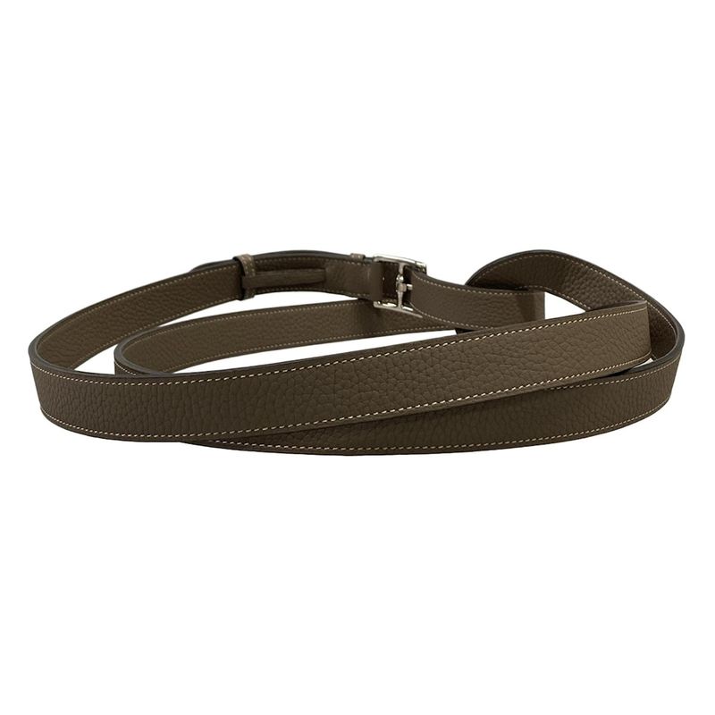Hermes Belt 90 Etriviere Double Tour Etoupe Silver