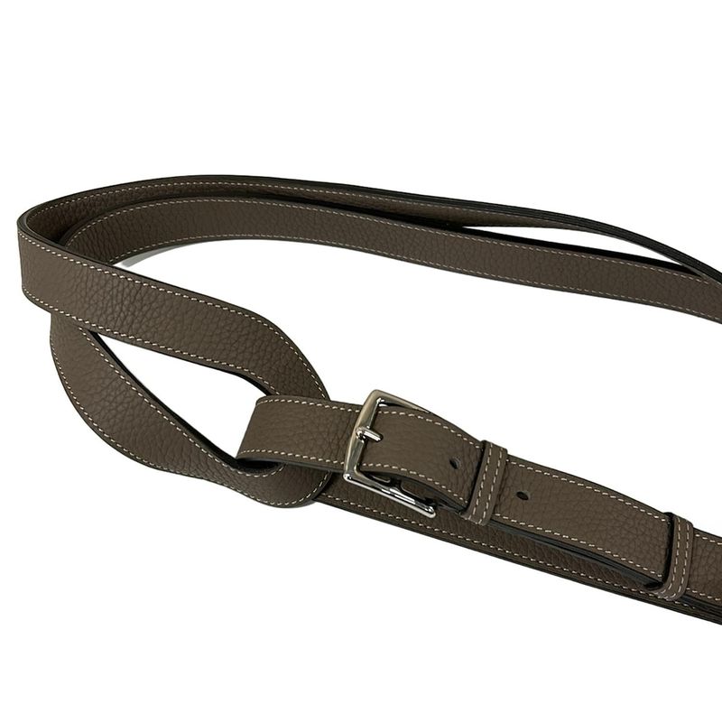 Hermes Belt 90 Etriviere Double Tour Etoupe Silver