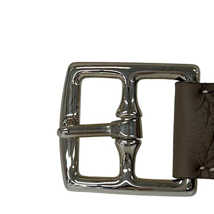 Hermes Belt 90 Etriviere Double Tour Etoupe Silver
