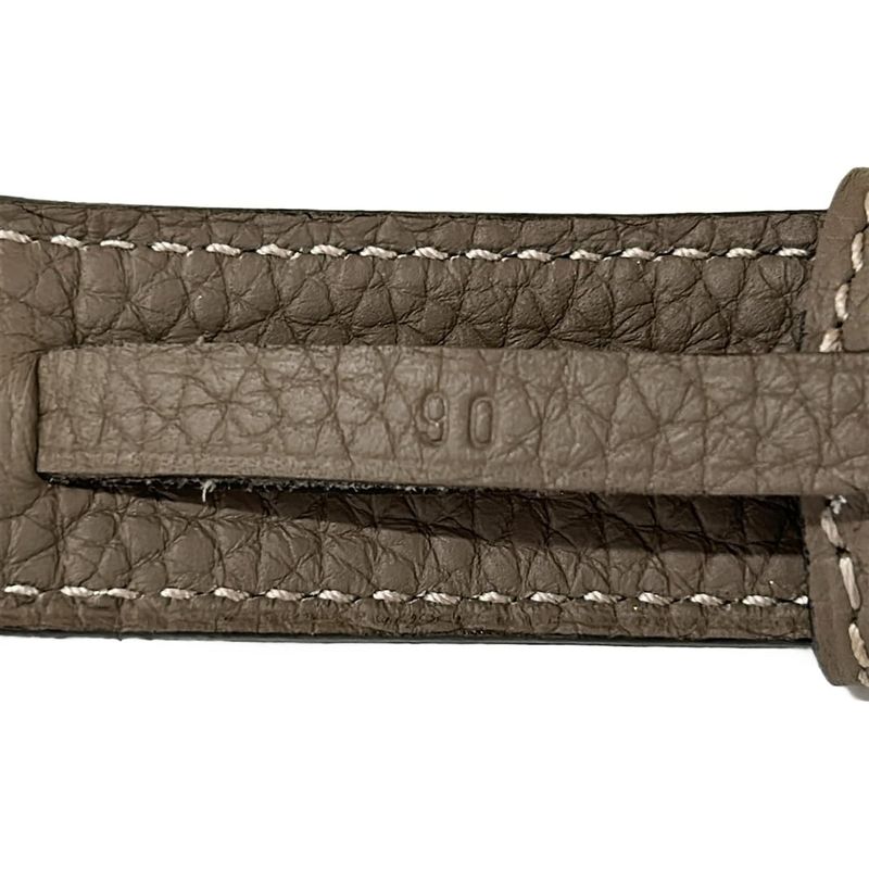 Hermes Belt 90 Etriviere Double Tour Etoupe Silver