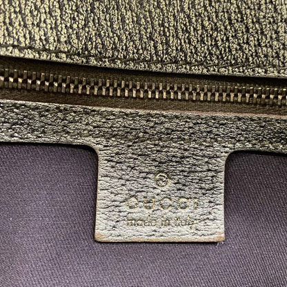 Gucci Shoulder Bag GG Pattern Horsebit Dark Brown Beige Gold Leather