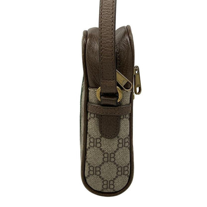 Gucci Shoulder Bag the Hacker Zip Dark Brown Beige Multi Collaboration Leather