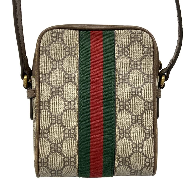 Gucci Shoulder Bag the Hacker Zip Dark Brown Beige Multi Collaboration Leather