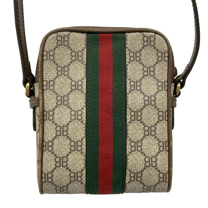 Gucci Shoulder Bag the Hacker Zip Dark Brown Beige Multi Collaboration Leather