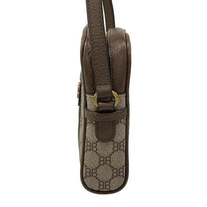 Gucci Shoulder Bag the Hacker Zip Dark Brown Beige Multi Collaboration Leather