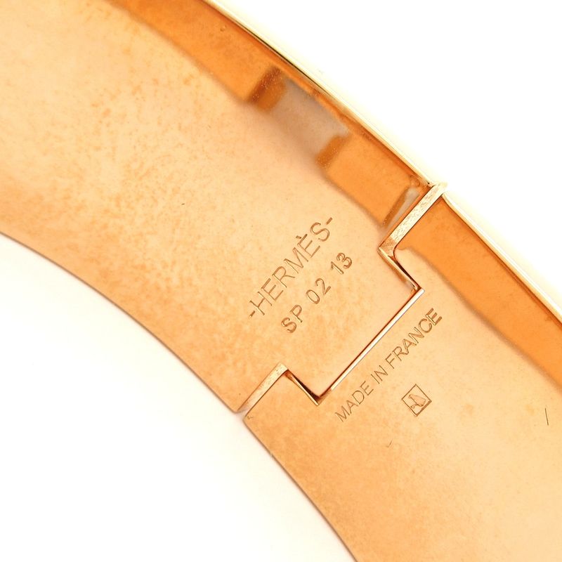 Hermes Bangle Clic Clac Pink Gold Grey Bracelet