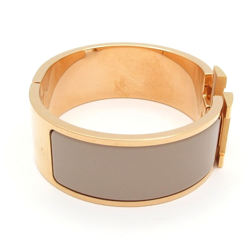Hermes Bangle Clic Clac Pink Gold Grey Bracelet