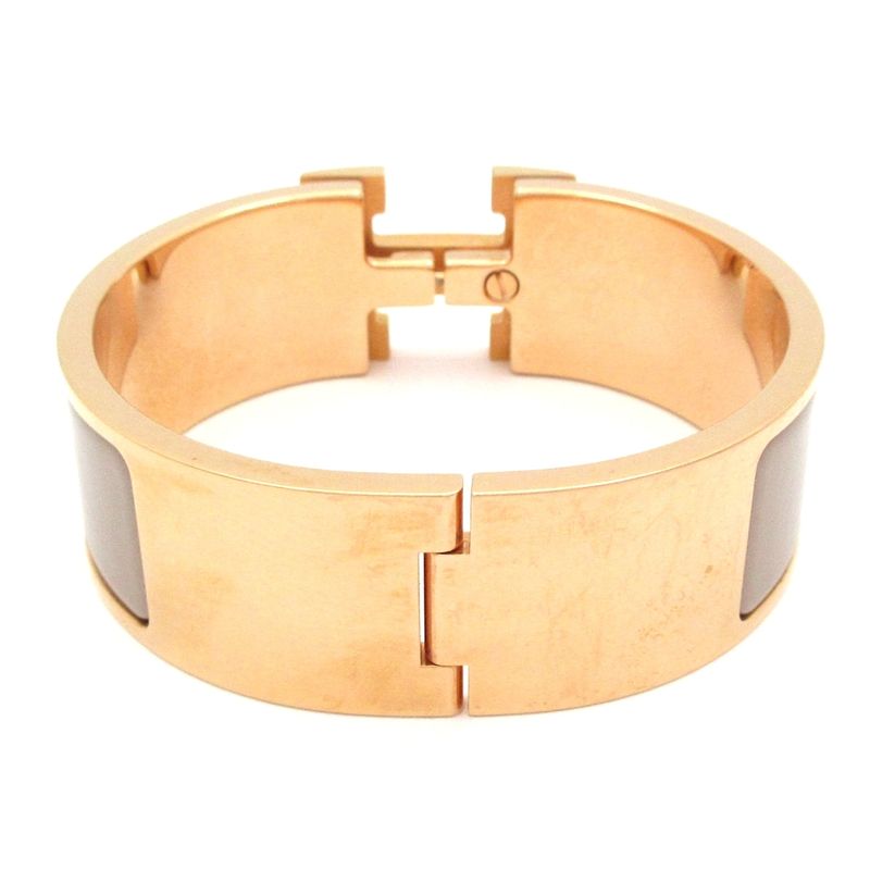 Hermes Bangle Clic Clac Pink Gold Grey Bracelet