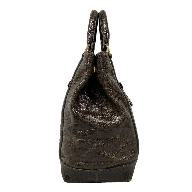 Miu Handbag Dark Brown Embossed Leather