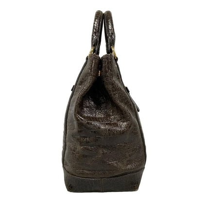 Miu Handbag Dark Brown Embossed Leather