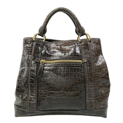 Miu Handbag Dark Brown Embossed Leather