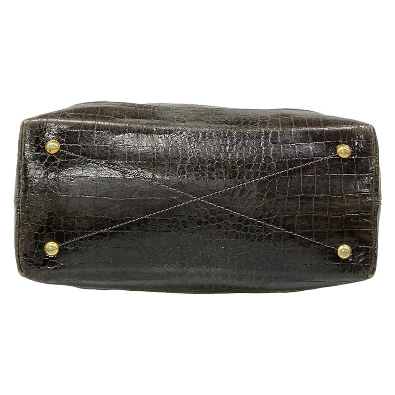 Miu Handbag Dark Brown Embossed Leather