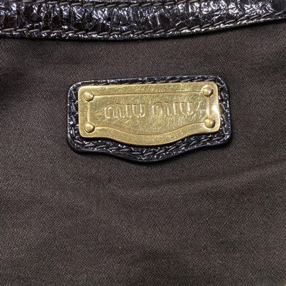 Miu Handbag Dark Brown Embossed Leather