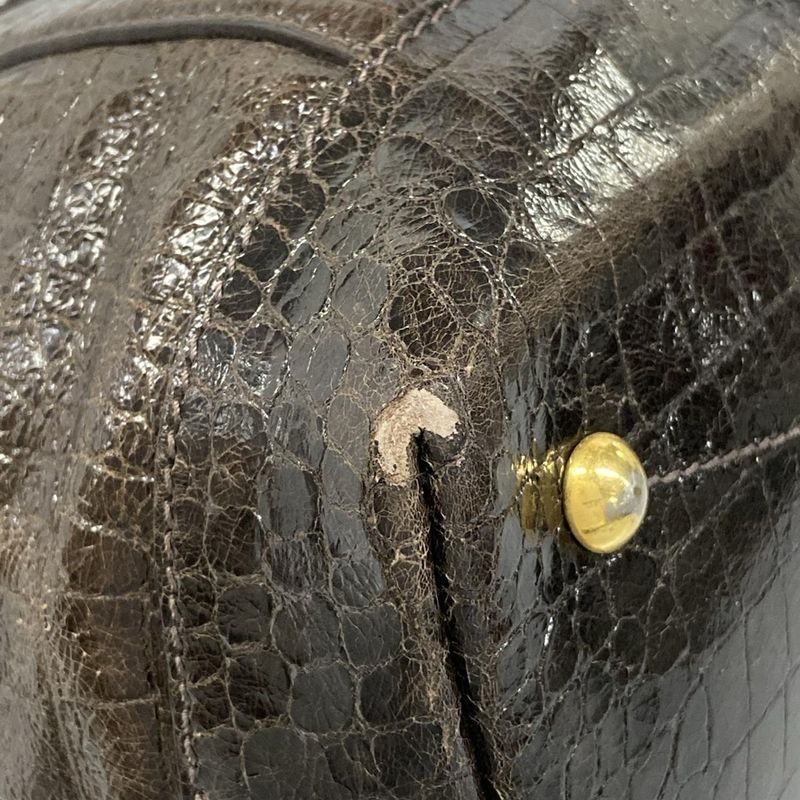 Miu Handbag Dark Brown Embossed Leather