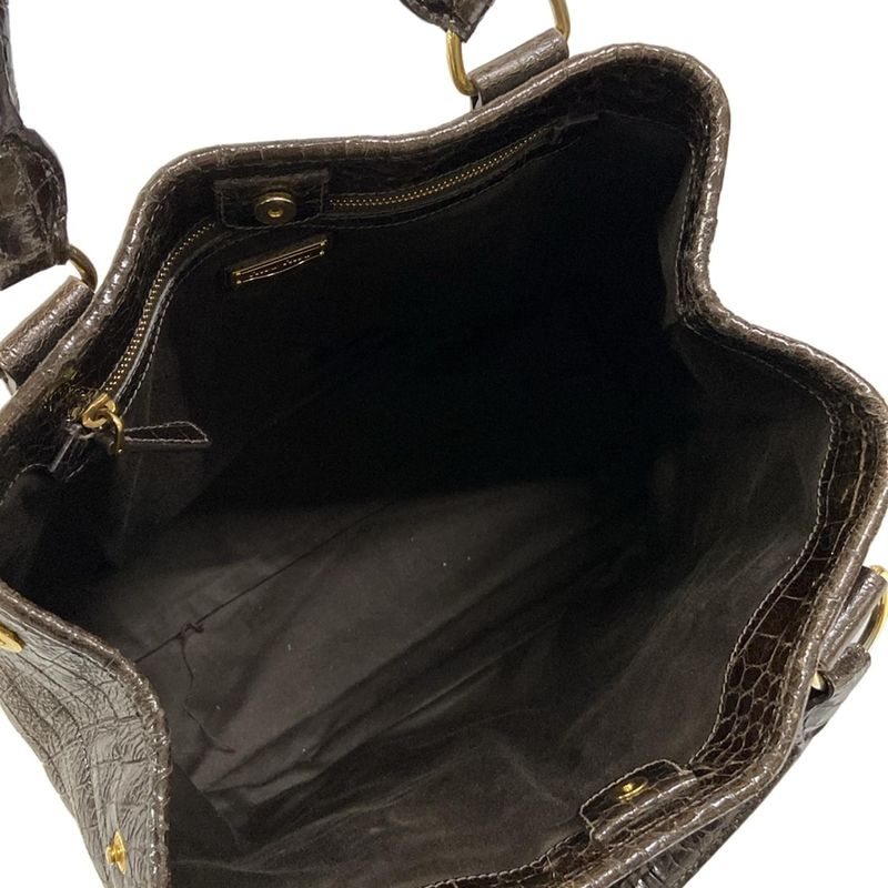 Miu Handbag Dark Brown Embossed Leather