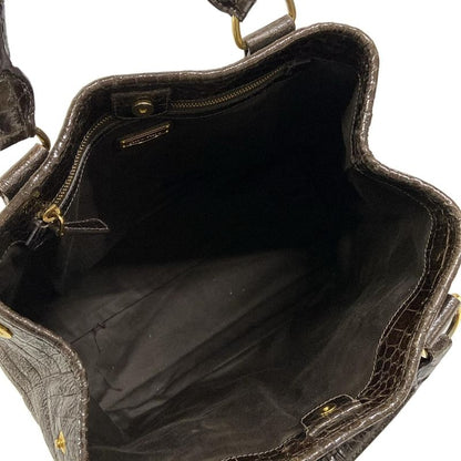 Miu Handbag Dark Brown Embossed Leather