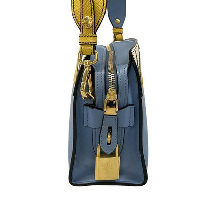Prada Shoulder Bag Esplanade Light Blue Yellow Multi Leather