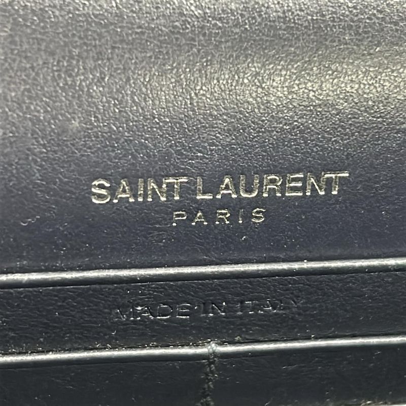 Saint Laurent Paris Wallet Sunset Chain Navy Embossed Leather