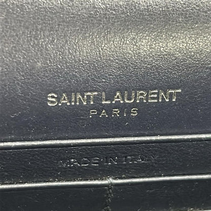 Saint Laurent Paris Wallet Sunset Chain Navy Embossed Leather