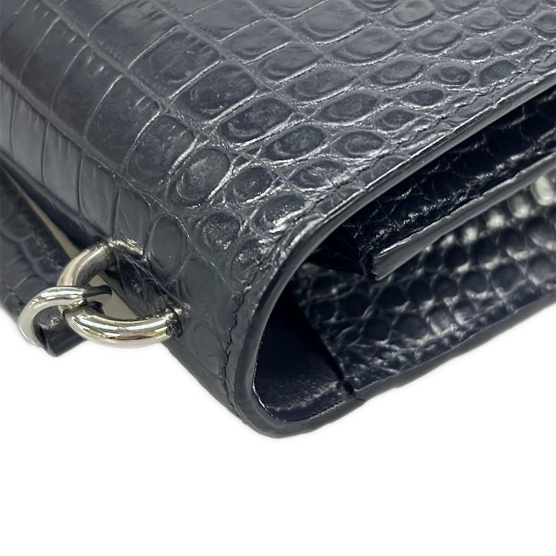 Saint Laurent Paris Wallet Sunset Chain Navy Embossed Leather