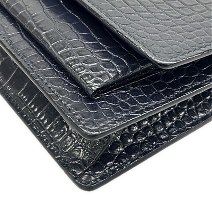 Saint Laurent Paris Wallet Sunset Chain Navy Embossed Leather