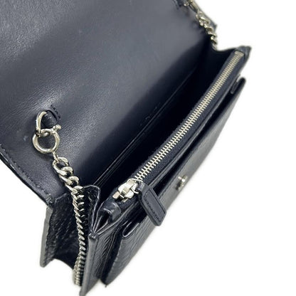 Saint Laurent Paris Wallet Sunset Chain Navy Embossed Leather