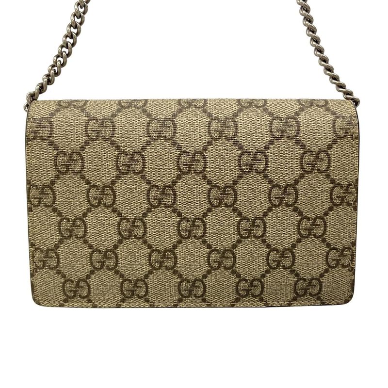 Gucci Shoulder Bag Dionysus GG Plus Supreme Dark Brown Beige Chain