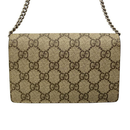 Gucci Shoulder Bag Dionysus GG Plus Supreme Dark Brown Beige Chain