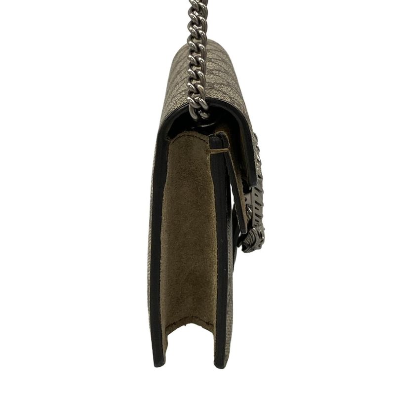 Gucci Shoulder Bag Dionysus GG Plus Supreme Dark Brown Beige Chain
