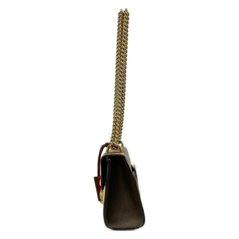 Gucci Shoulder Bag Padlock Small Tian Beige Ebony Multi Chain Leather