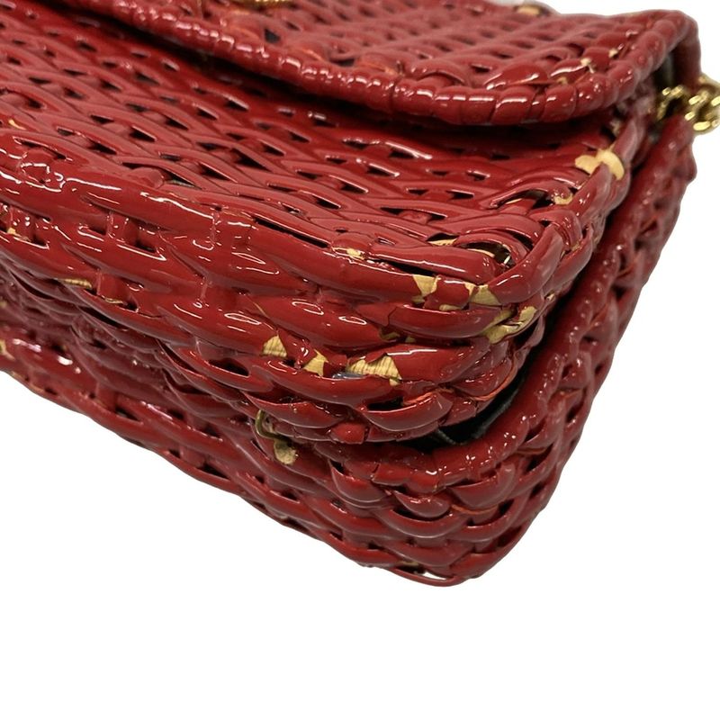 Gucci Shoulder Bag Web Wicker Mini Bag Red Chain