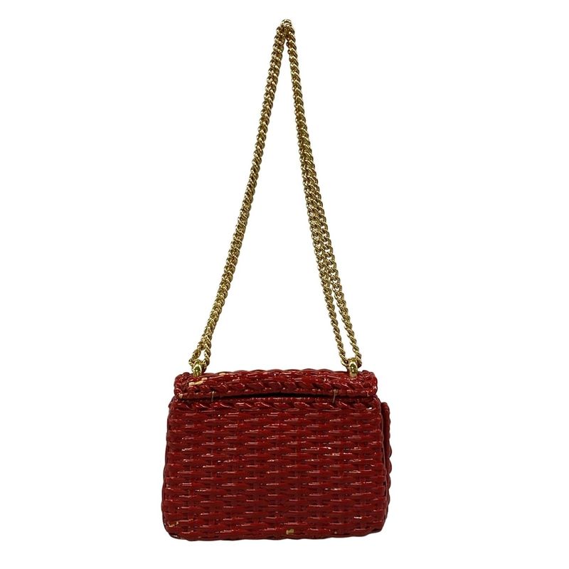 Gucci Shoulder Bag Web Wicker Mini Bag Red Chain