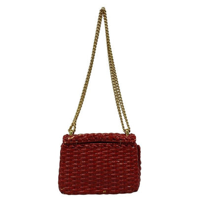Gucci Shoulder Bag Web Wicker Mini Bag Red Chain