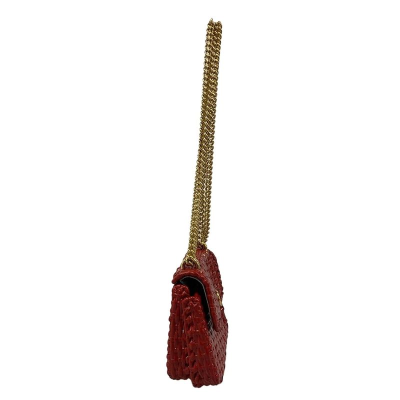 Gucci Shoulder Bag Web Wicker Mini Bag Red Chain