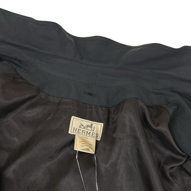 Hermes Jacket 50 XL Black Long Sleeve Zip Up Spring Autumn