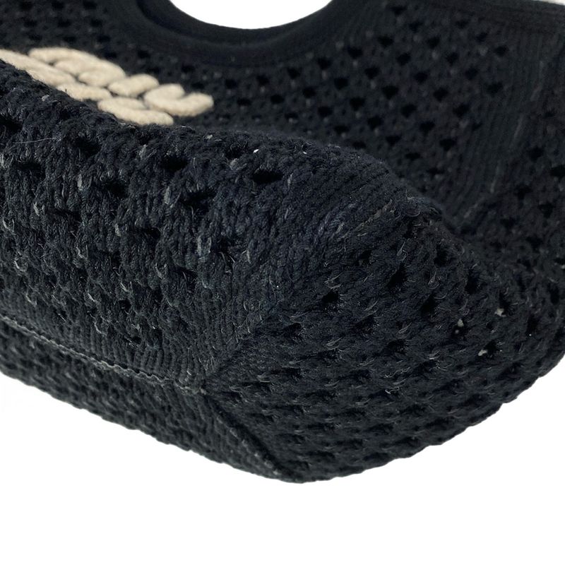 Miu Tote Ivy Cotton Mesh Black White