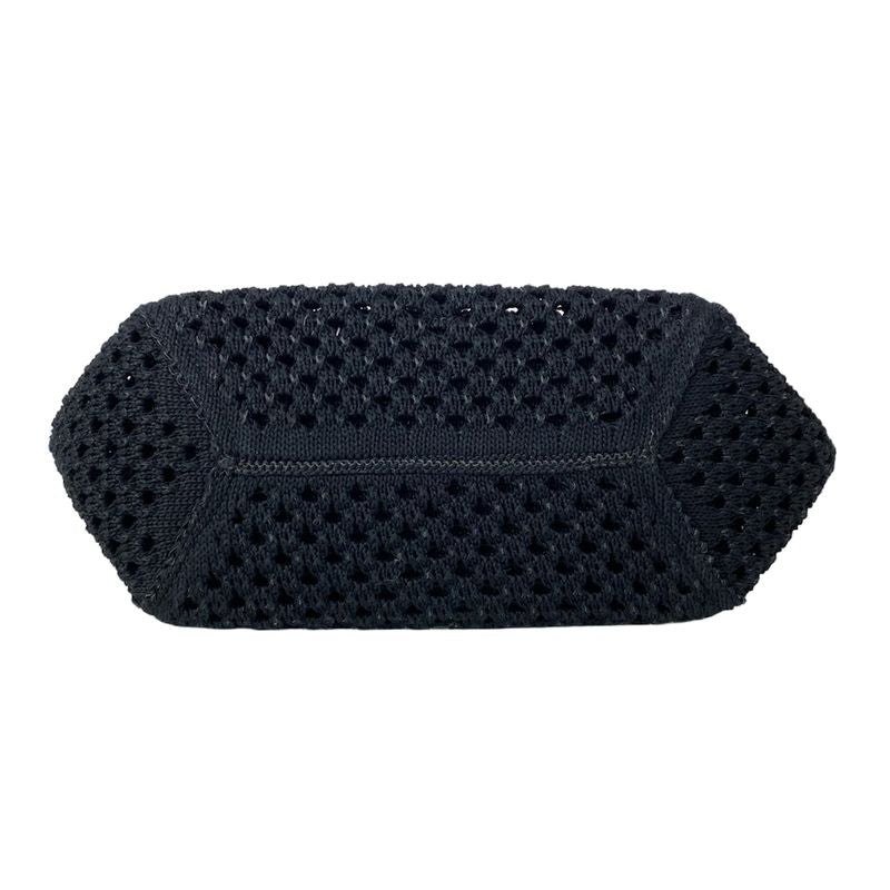Miu Tote Ivy Cotton Mesh Black White