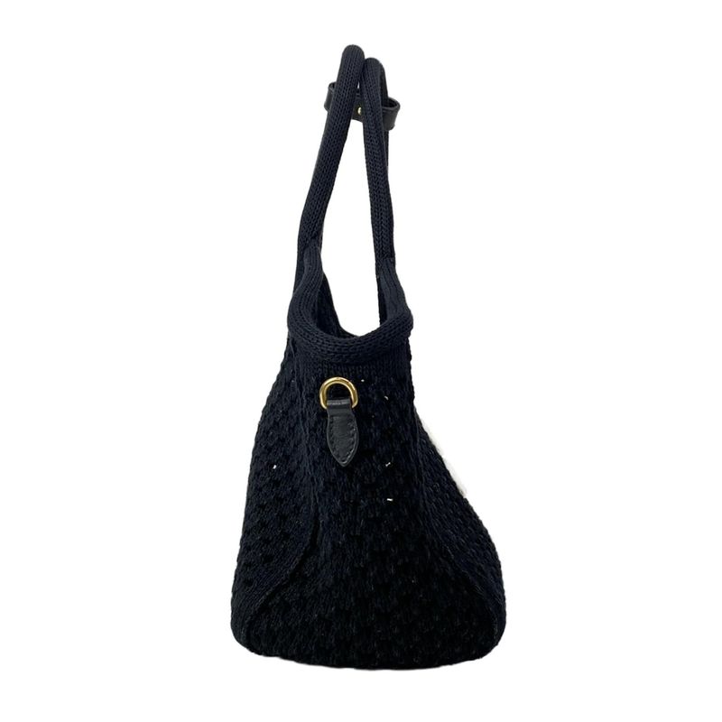 Miu Tote Ivy Cotton Mesh Black White