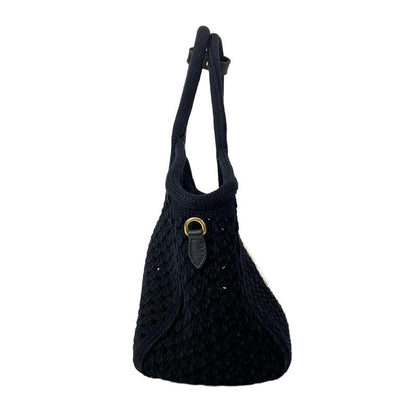 Miu Tote Ivy Cotton Mesh Black White