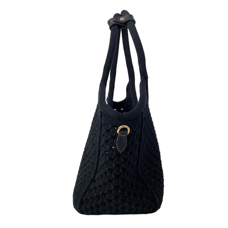 Miu Tote Ivy Cotton Mesh Black White