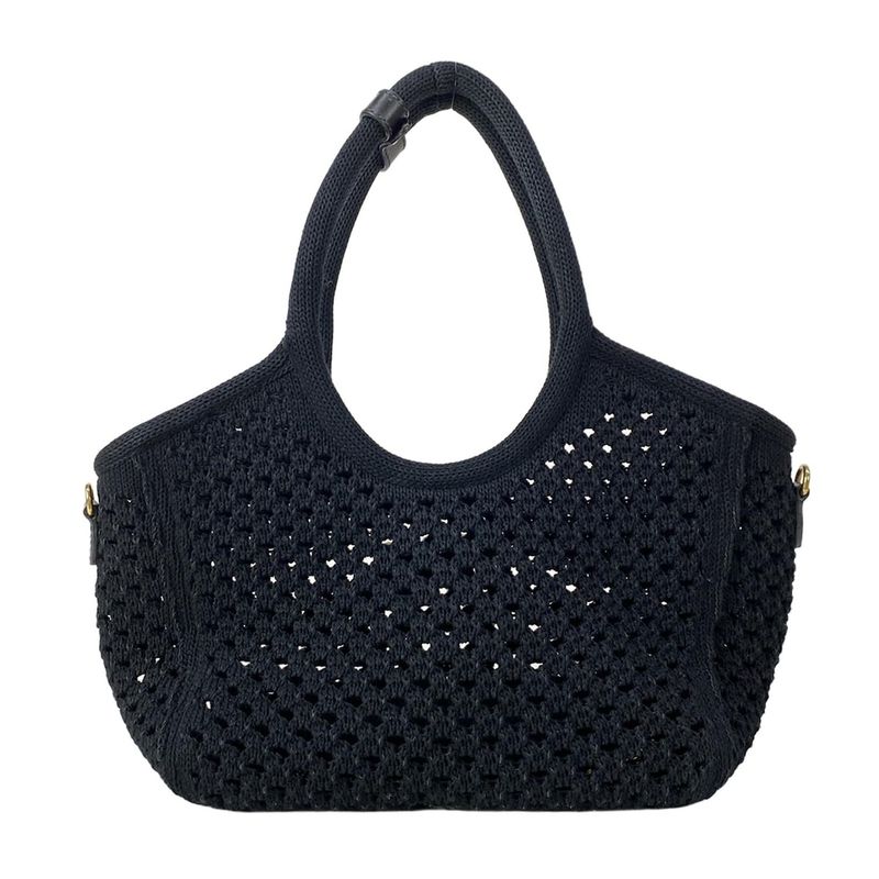 Miu Tote Ivy Cotton Mesh Black White
