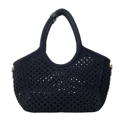 Miu Tote Ivy Cotton Mesh Black White