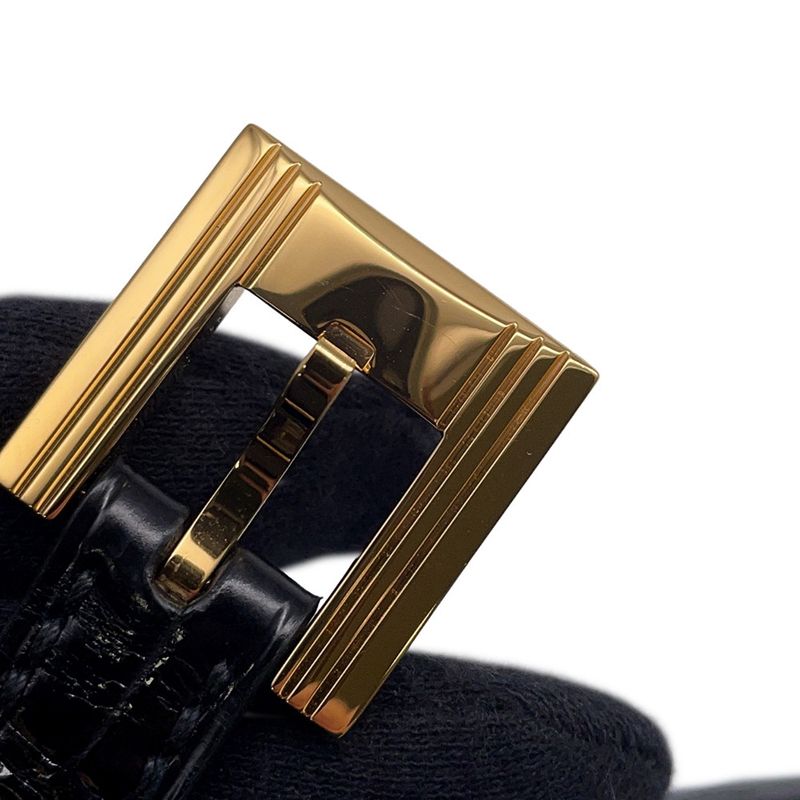 Hermes Belt Black Gold Porosus Matt 75