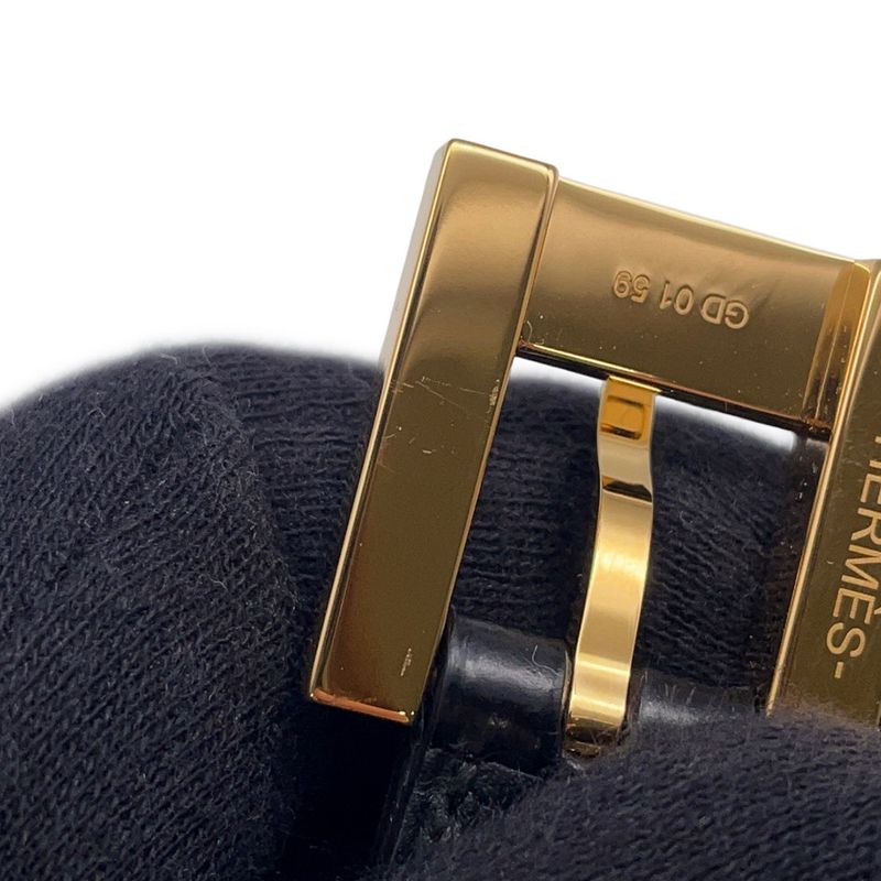 Hermes Belt Black Gold Porosus Matt 75