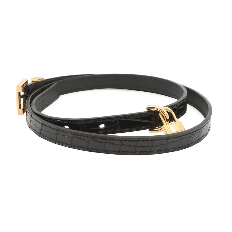 Hermes Belt Black Gold Porosus Matt 75