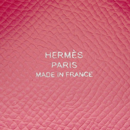Hermes Coin Case Calvi Duo Rose Azalea Silver Epsom Wallet