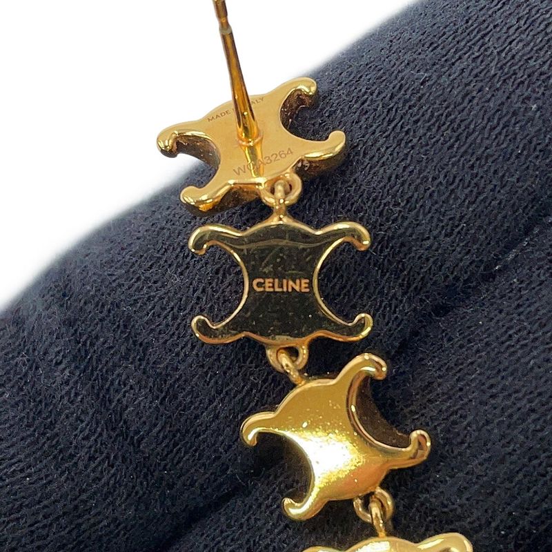 Celine Earrings Triomphe Studded Long Metal