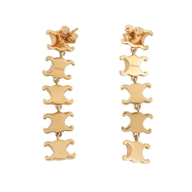 Celine Earrings Triomphe Studded Long Metal